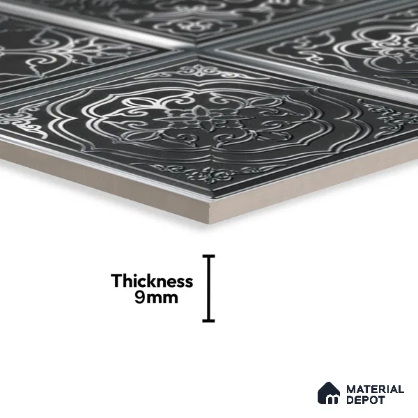 Metallic Wall Tile TL 07235 B Silver Royale 1 ft x 1 ft Ceramic Matte Finish - 9 mm  | 2 mm Spacer is Mandatory | Suitable For Bathroom, Kitchen, Dining Area | Please Expect a Slight Variation of Pattern (Sample)